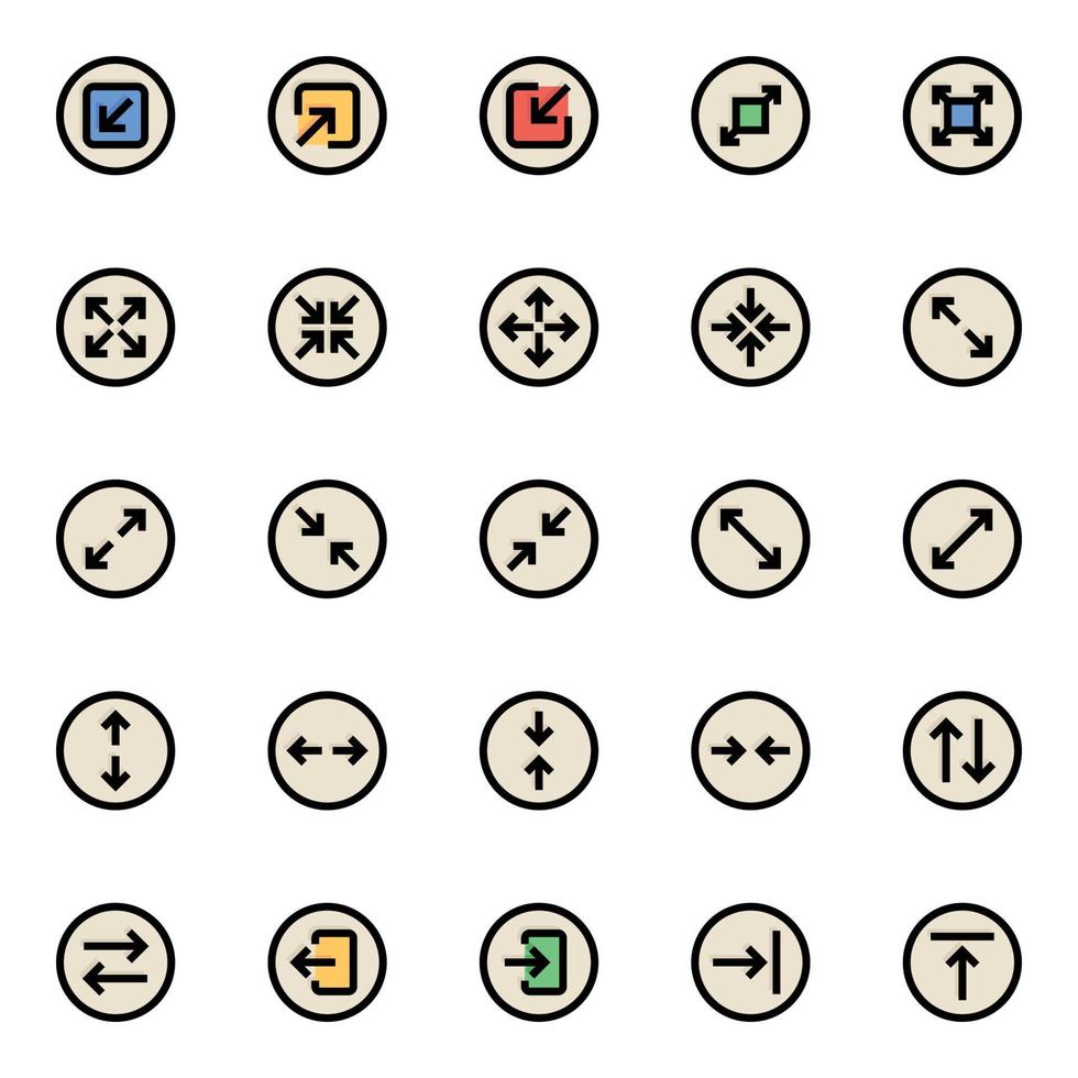 lleno color contorno íconos para ui ux. vector