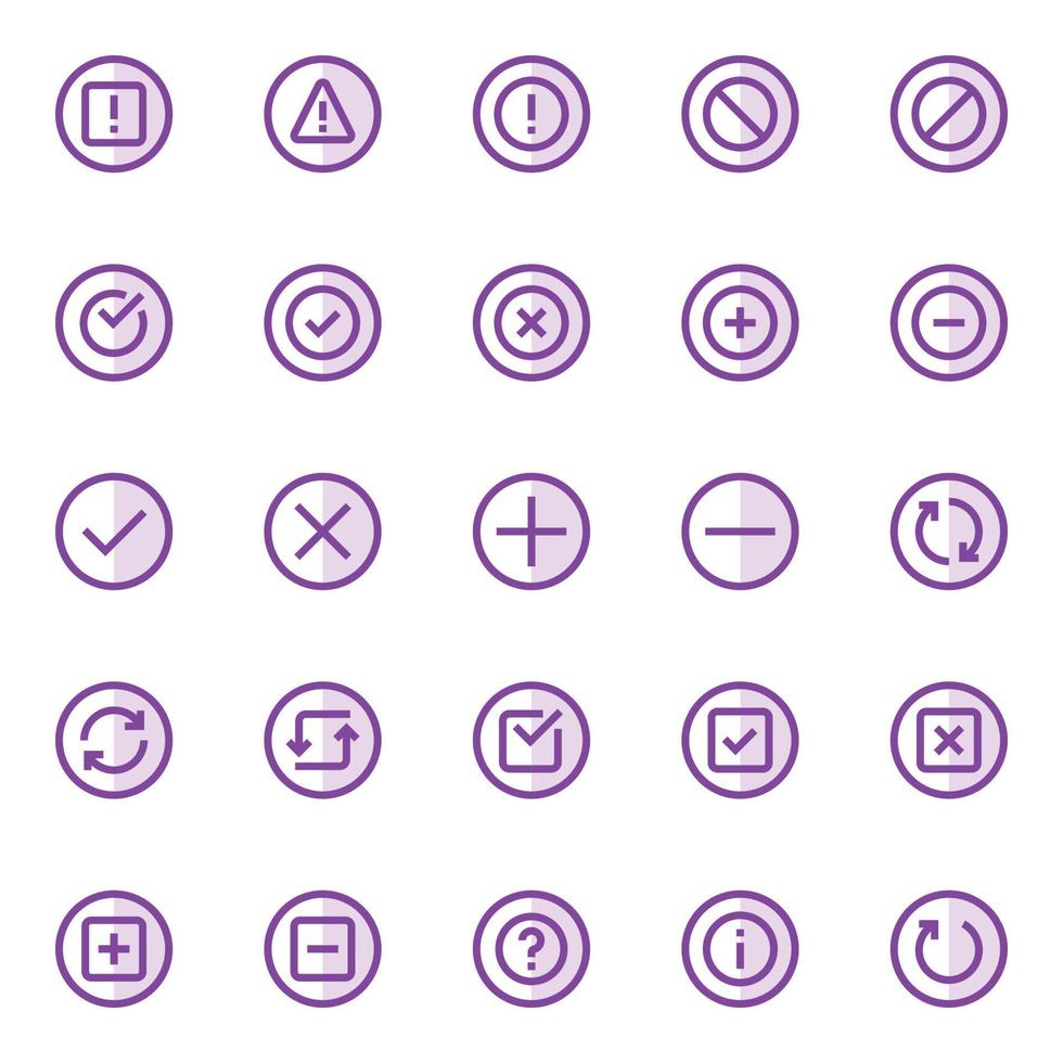 Purple color outline icons for ui ux. vector