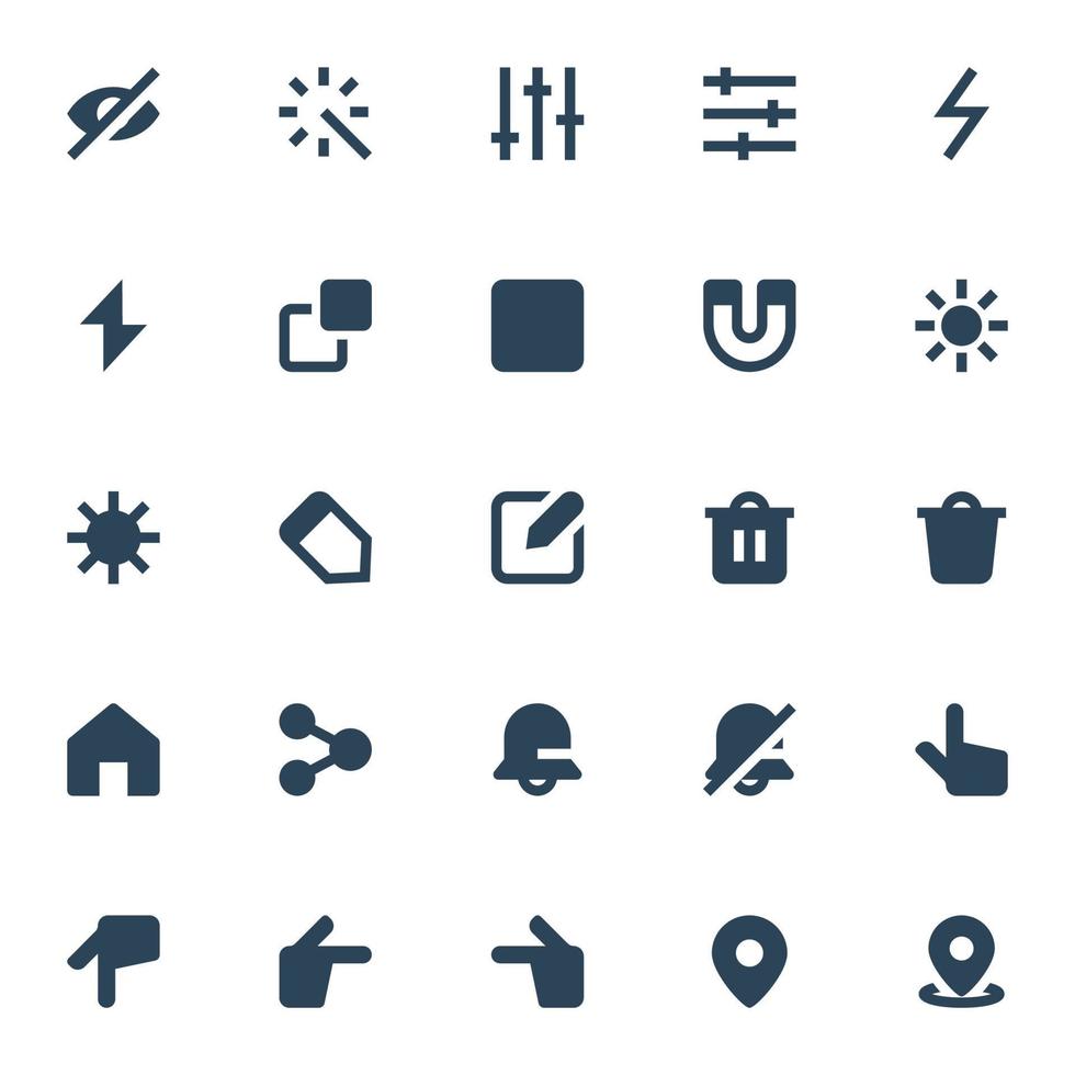 Glyph icons for ui ux. vector