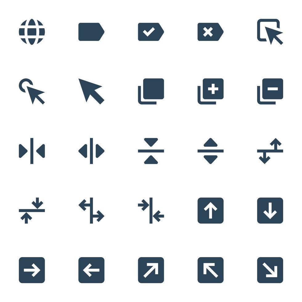 Glyph icons for ui ux. vector