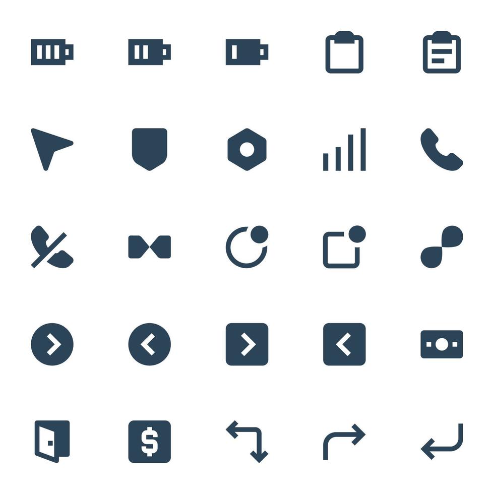 Glyph icons for ui ux. vector