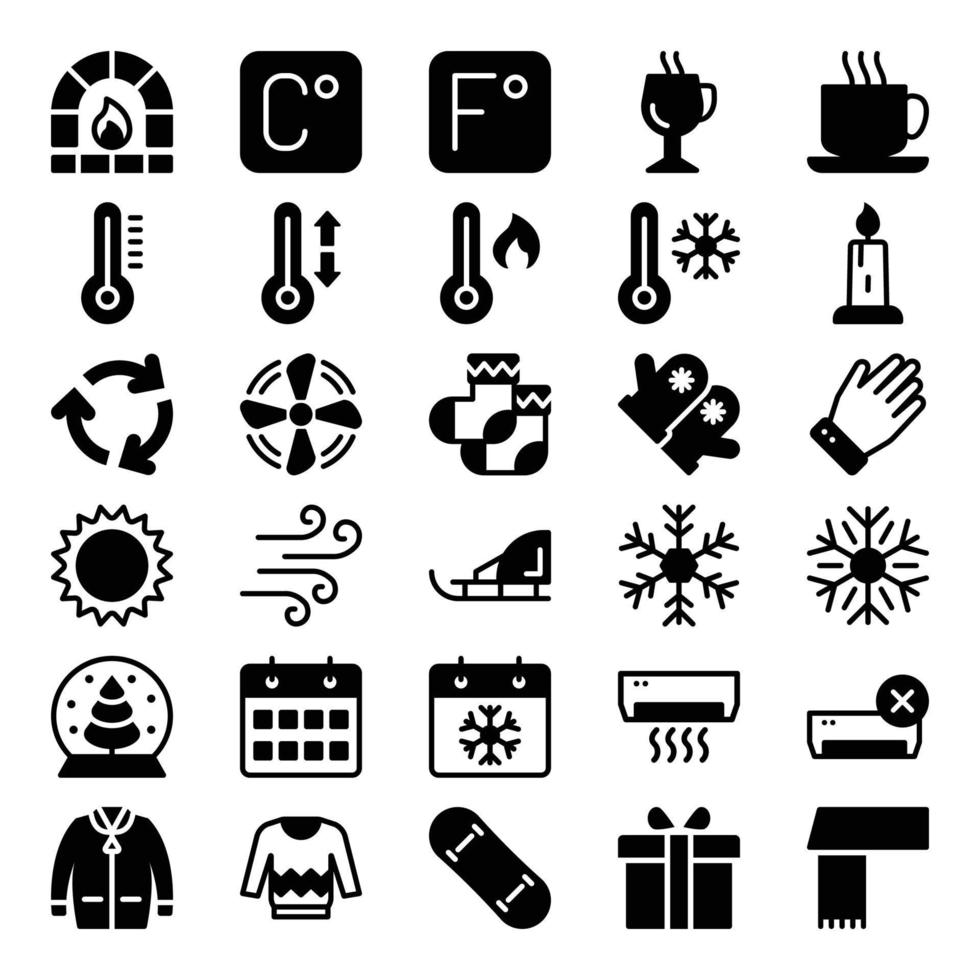 Winter icons set for holidays vector