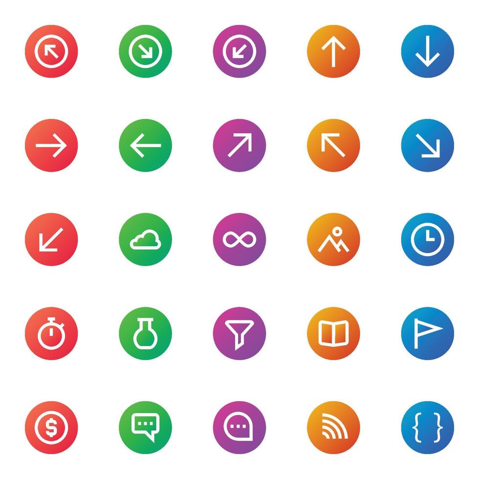 Gradient color icons for ui ux. vector