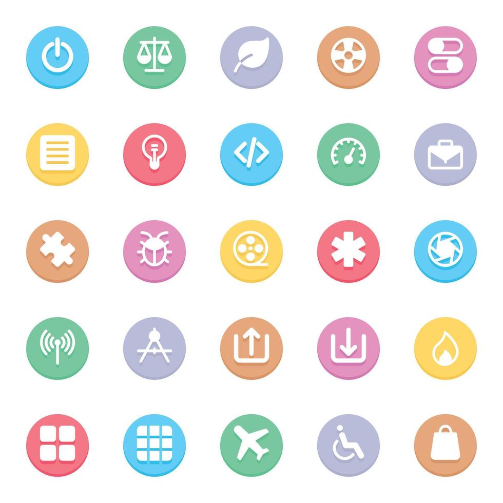 Circle color glyph icons for Web and mobile. vector