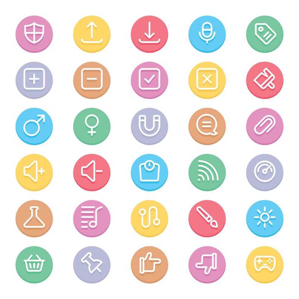 Circle color outline icons for Web and mobile. vector