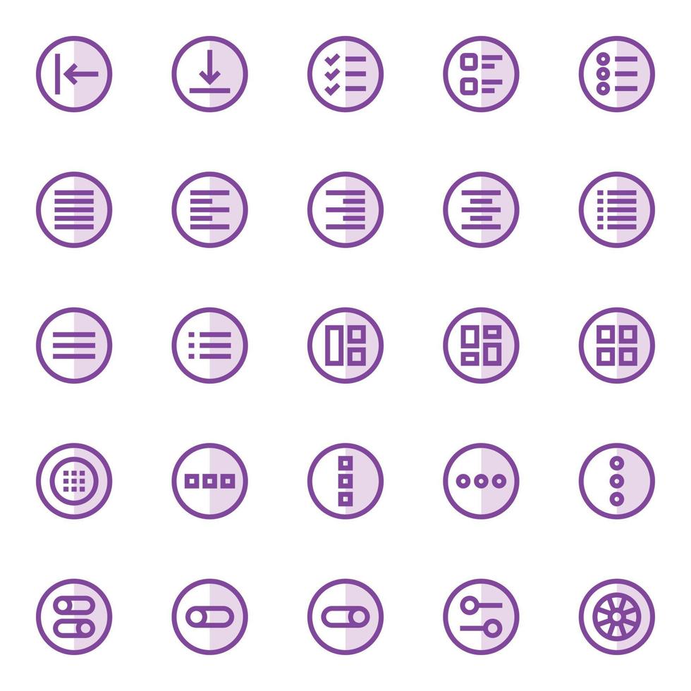 Purple color outline icons for ui ux. vector