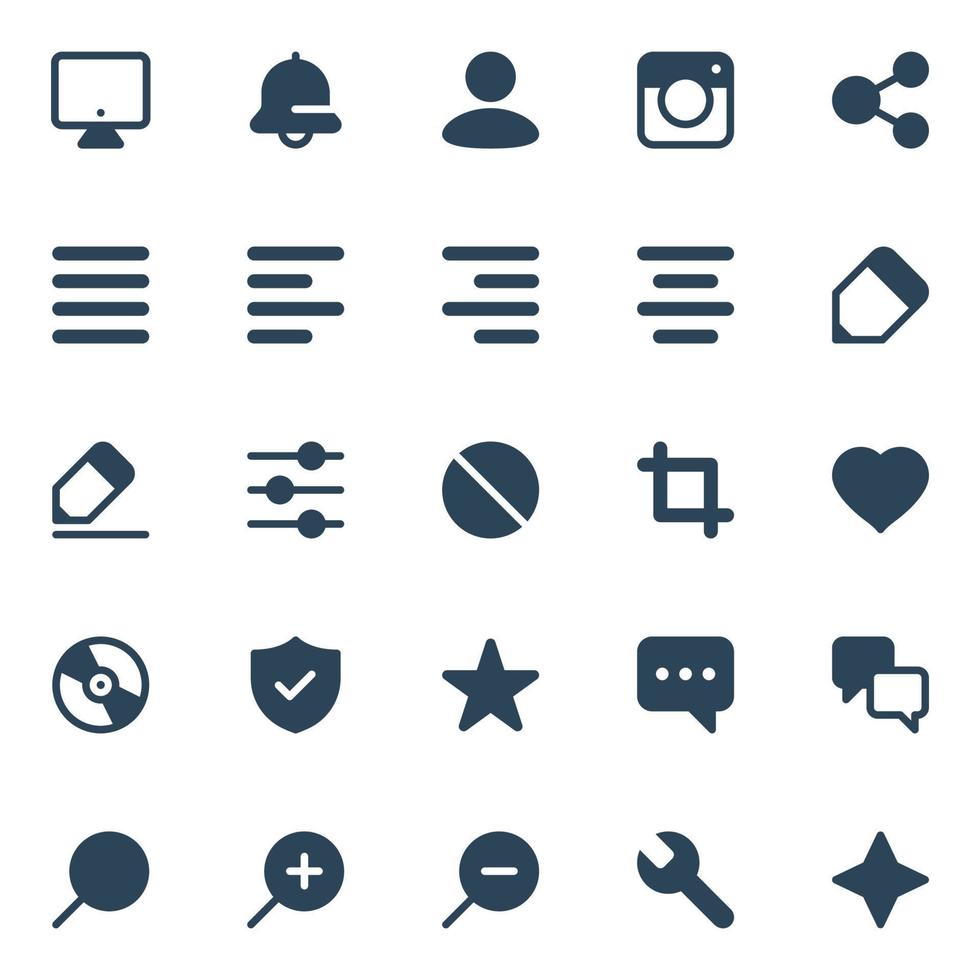 Glyph icons for Web and mobile. vector