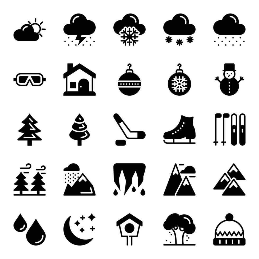 Winter icons set for holidays vector
