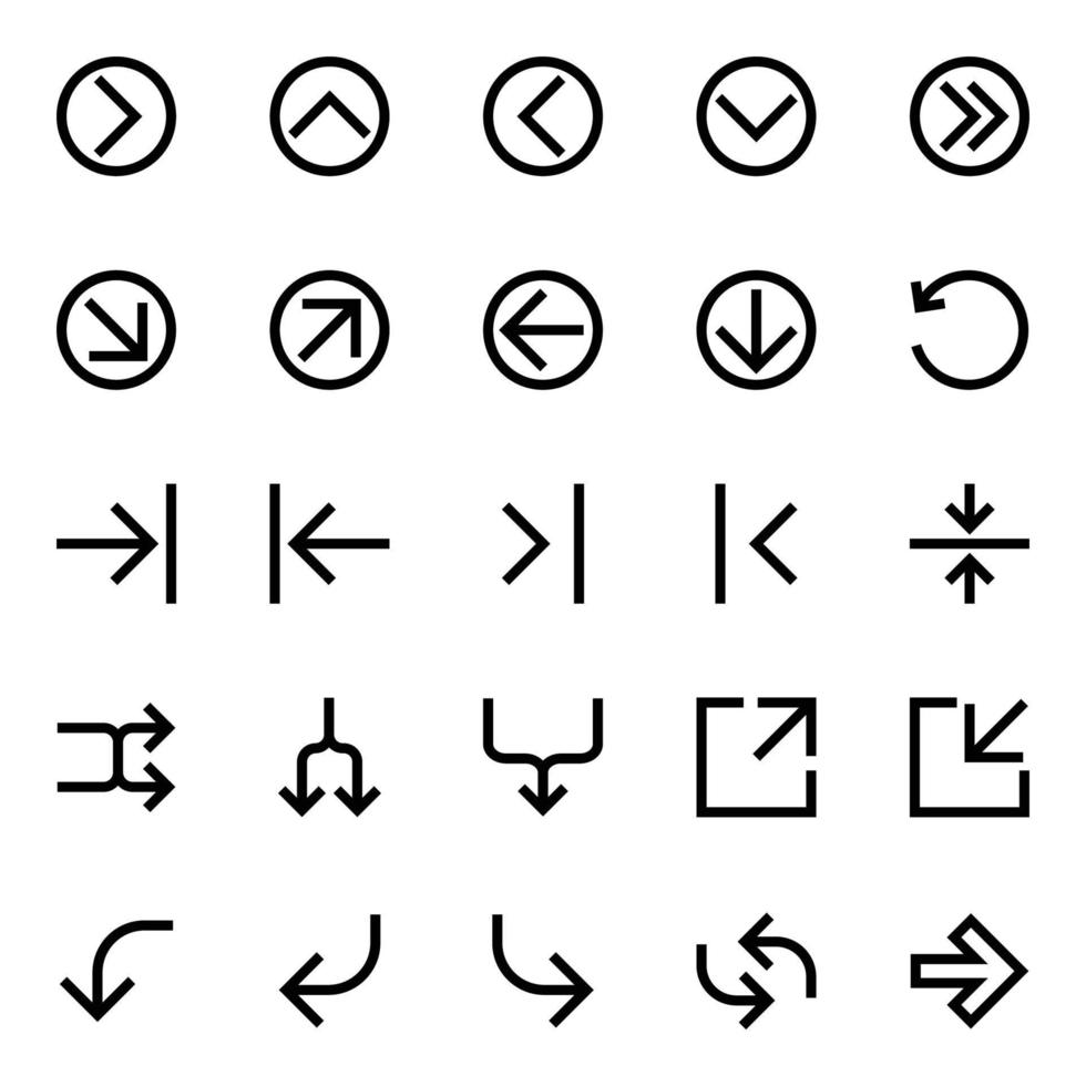 Outline icons for arrows. vector