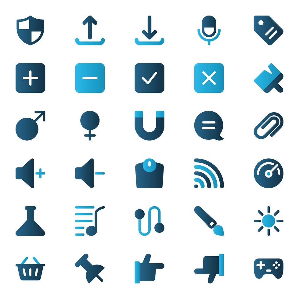 Gradient color icons for Web and mobile. vector