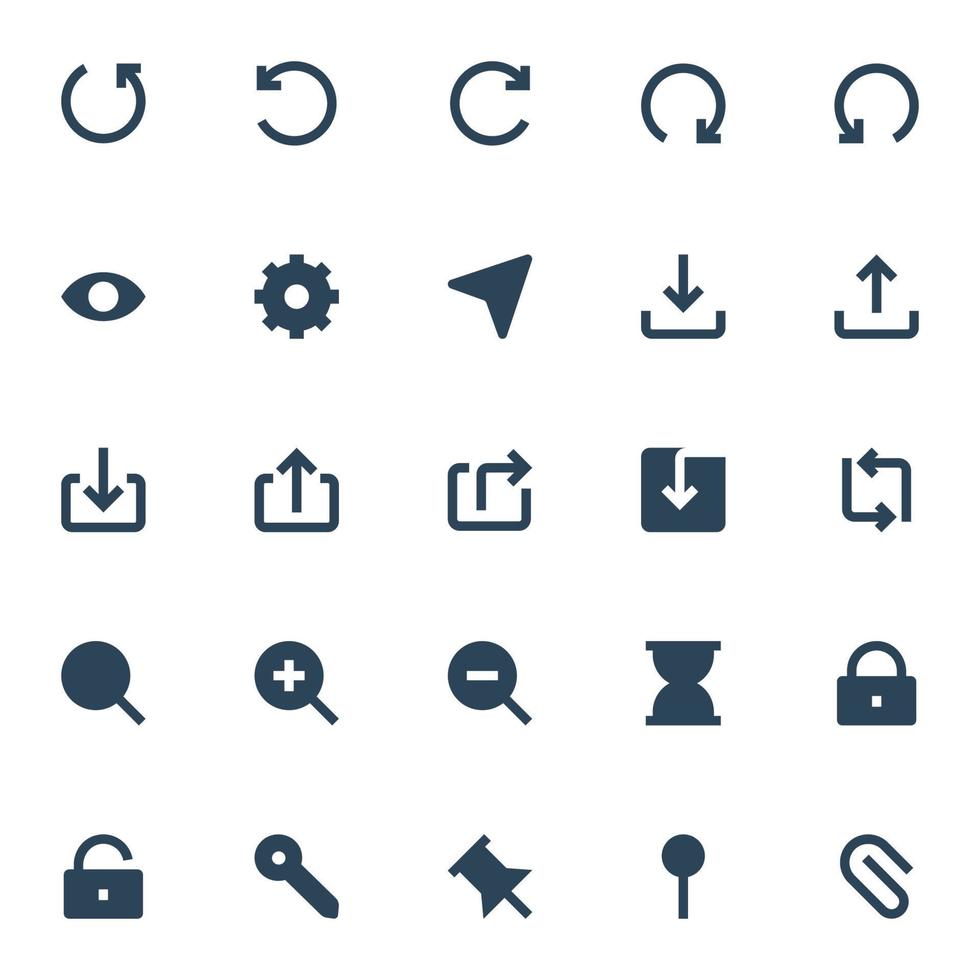 Glyph icons for ui ux. vector