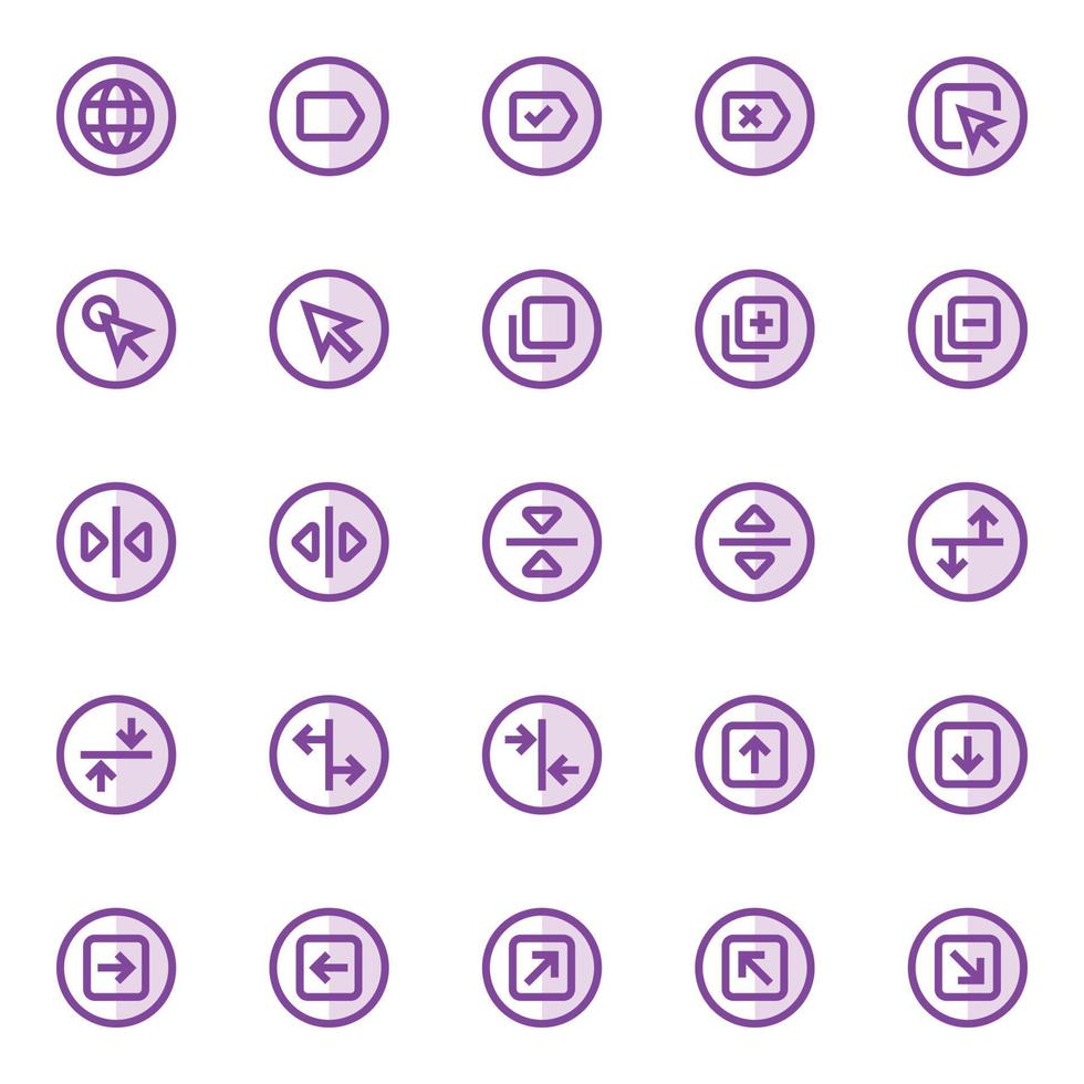 Purple color outline icons for ui ux. vector