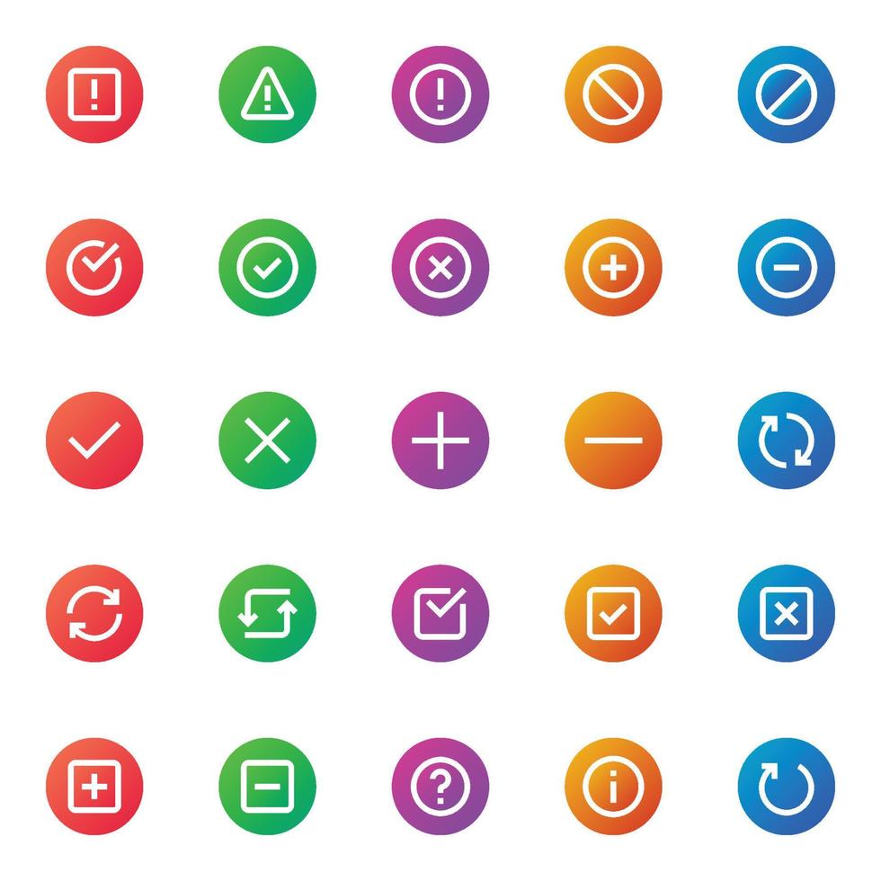 Gradient color icons for ui ux. vector