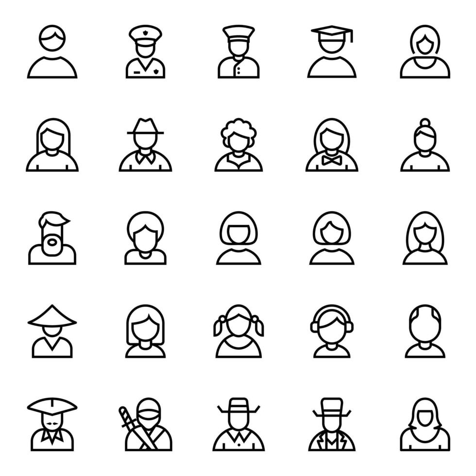 Outline icons for avatar. vector