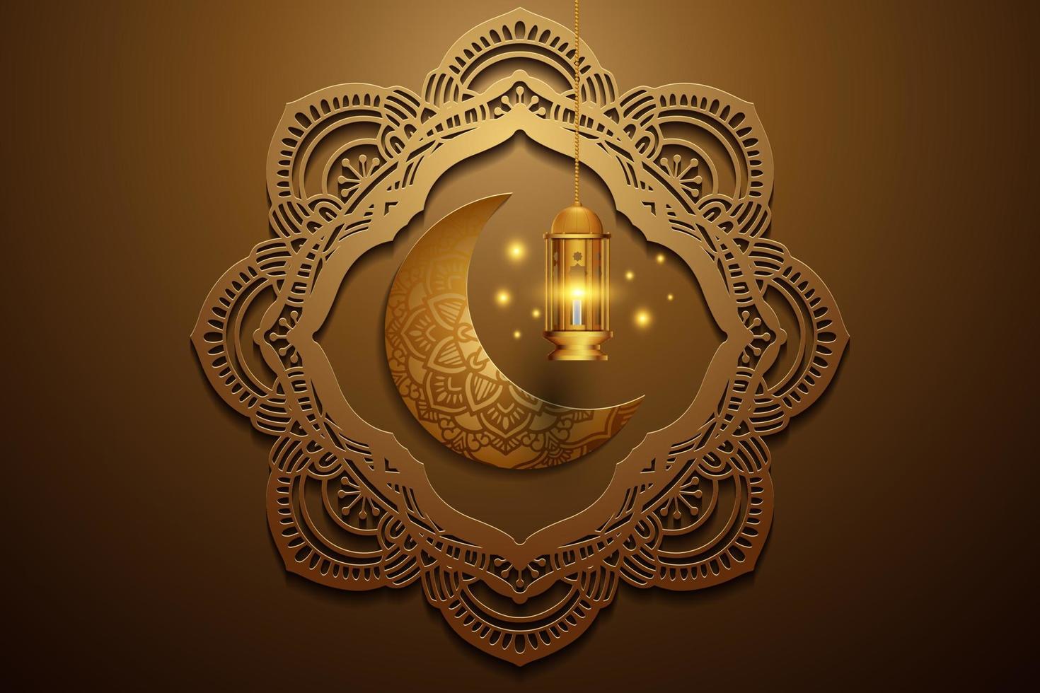 eid mubarok greeting card background with islamic ornament vector illustration