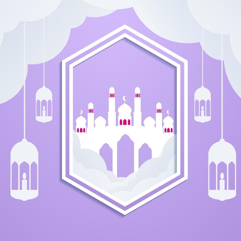 eid mubarok flat illustration with islamic ornament vector illustration