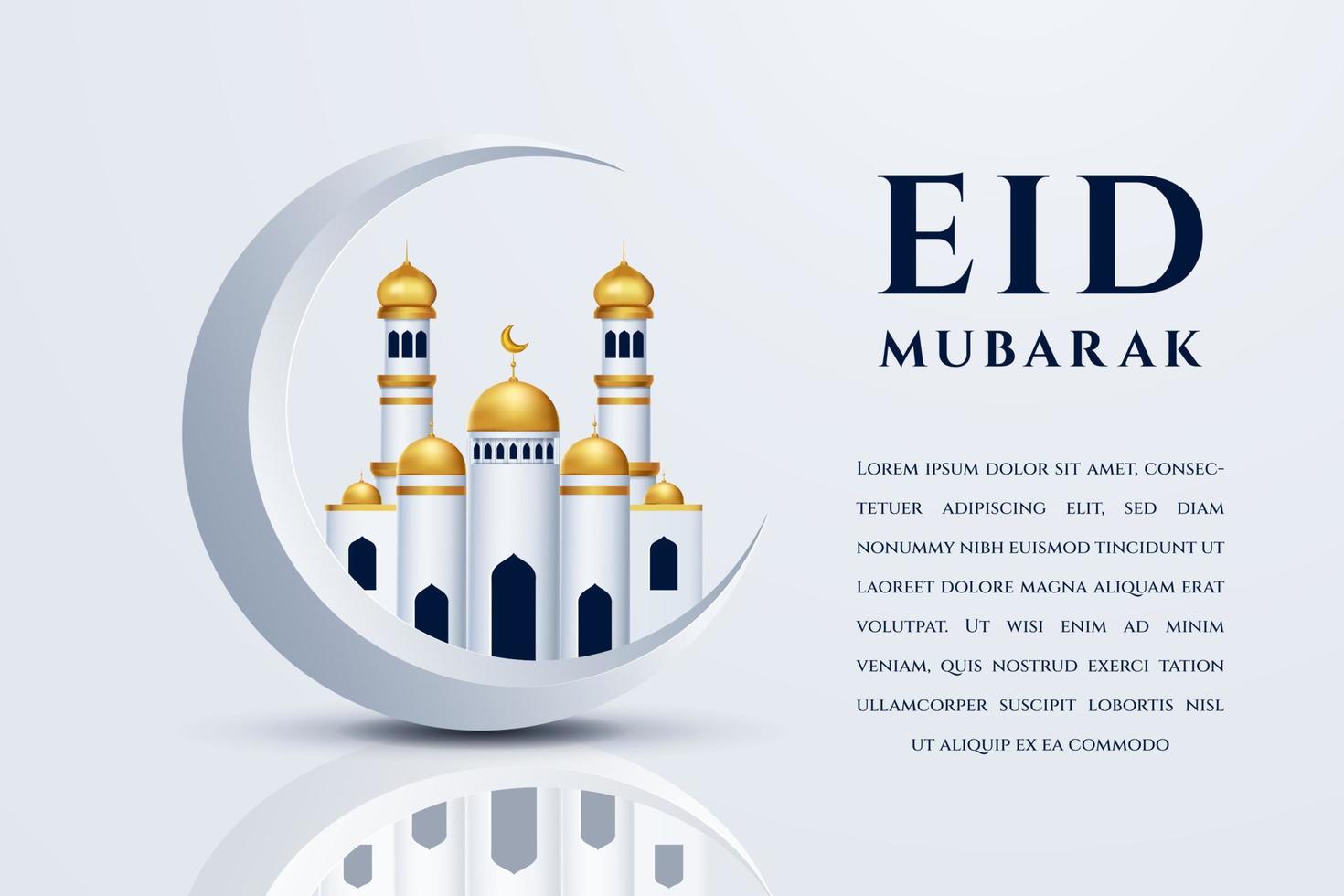 eid mubarok greeting card background with islamic ornament vector illustration