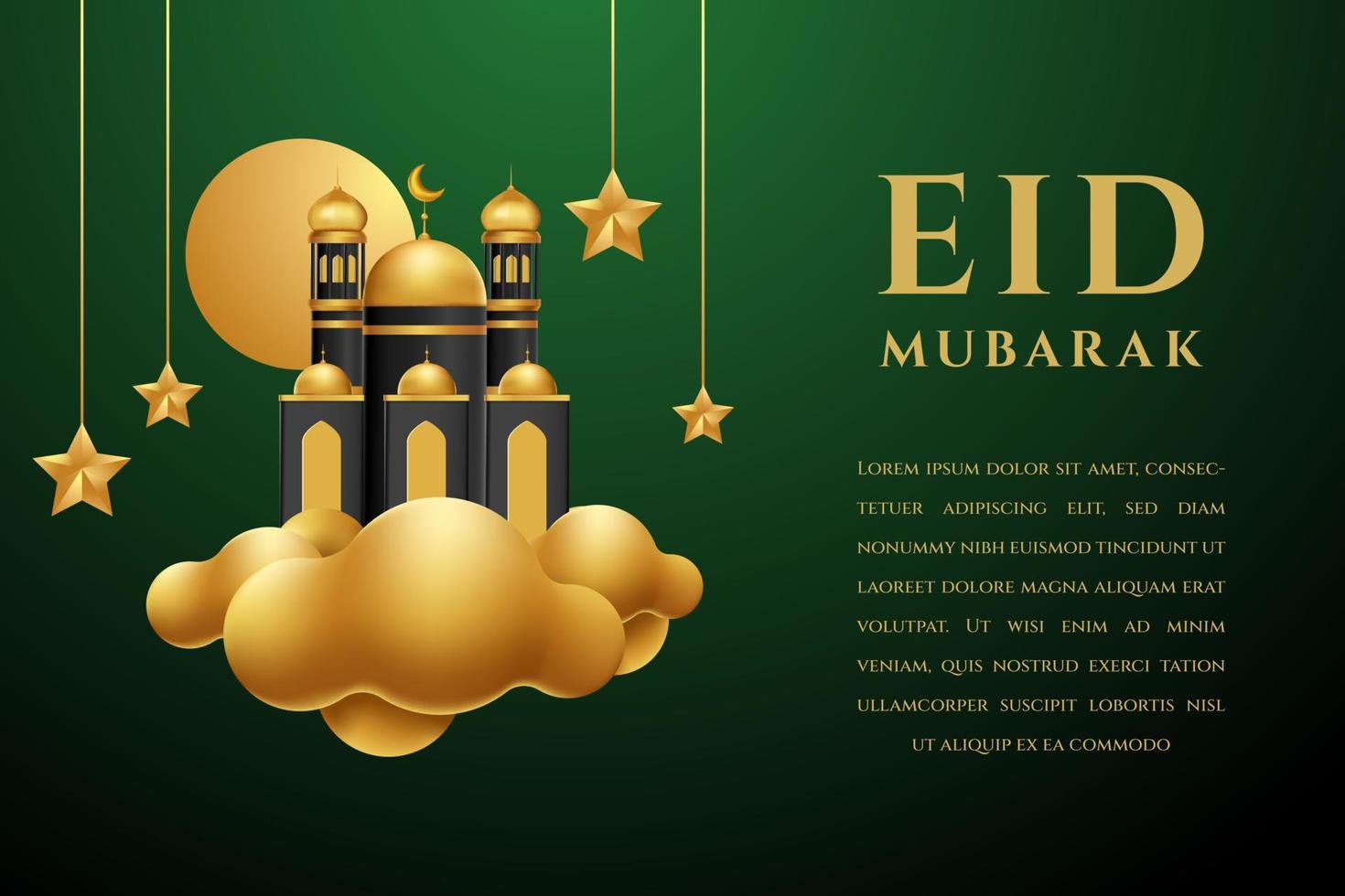 eid mubarok greeting card background with islamic ornament vector illustration
