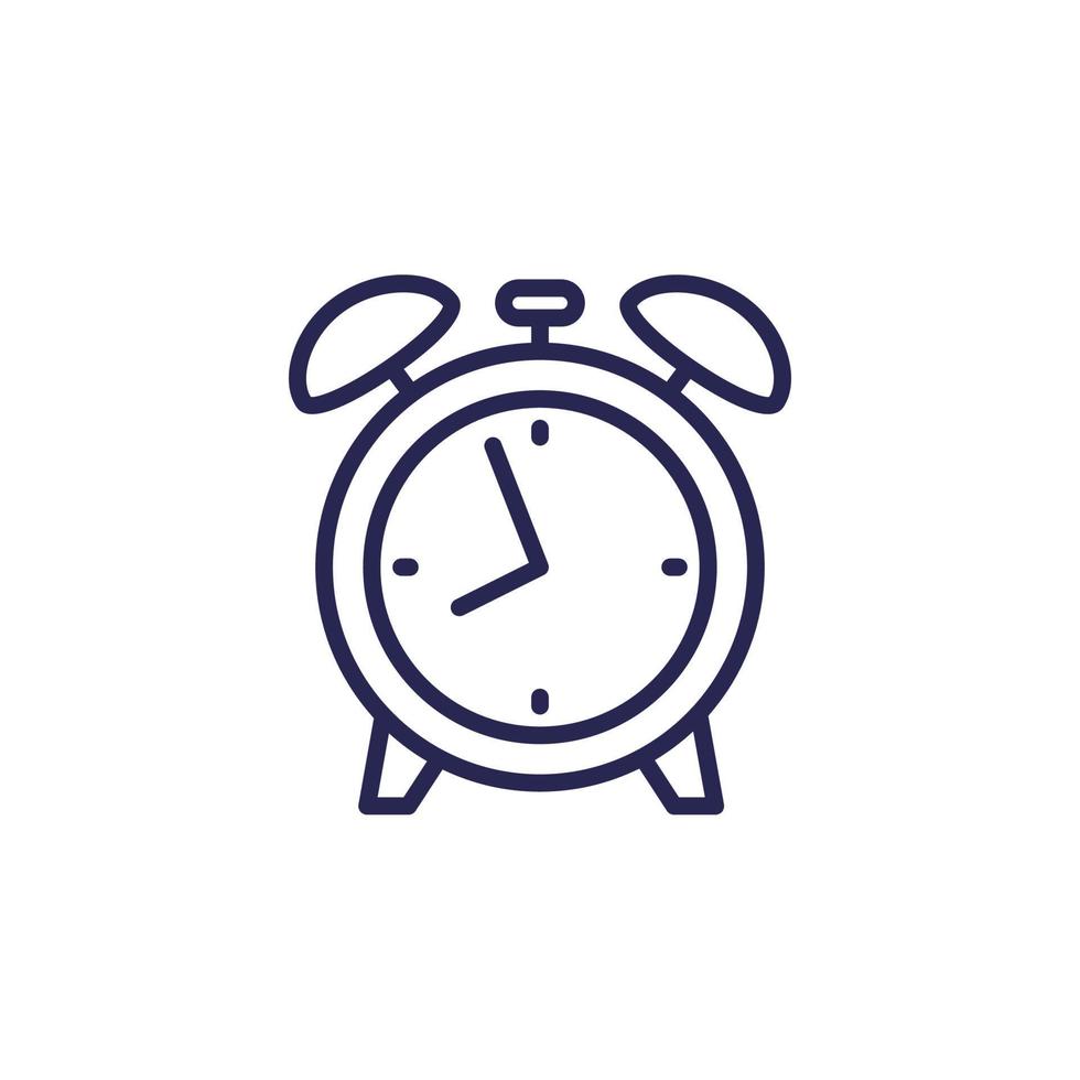 Alarm clock line icon on white vector