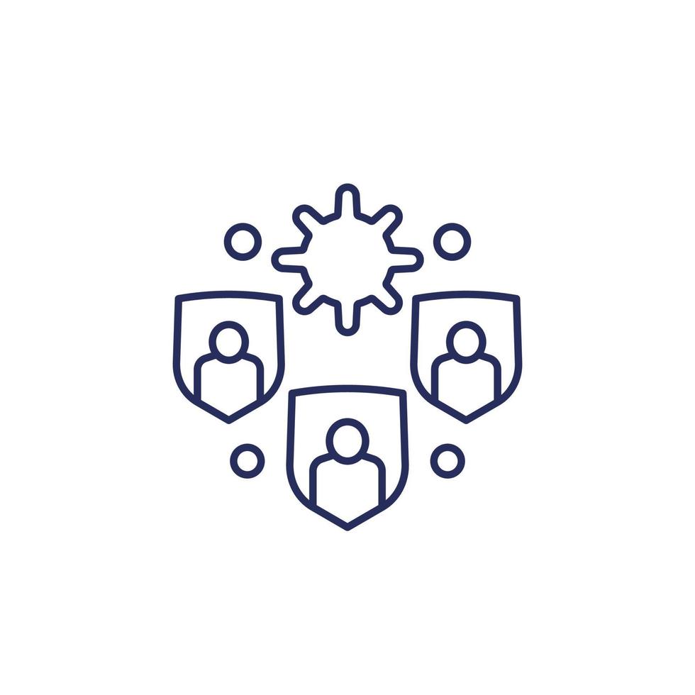 immune population and herd immunity line icon vector