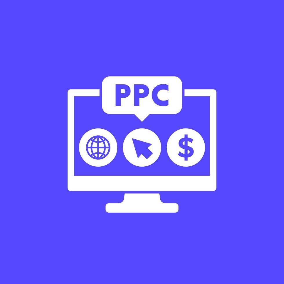 ppc, pay per click, vector icon for web