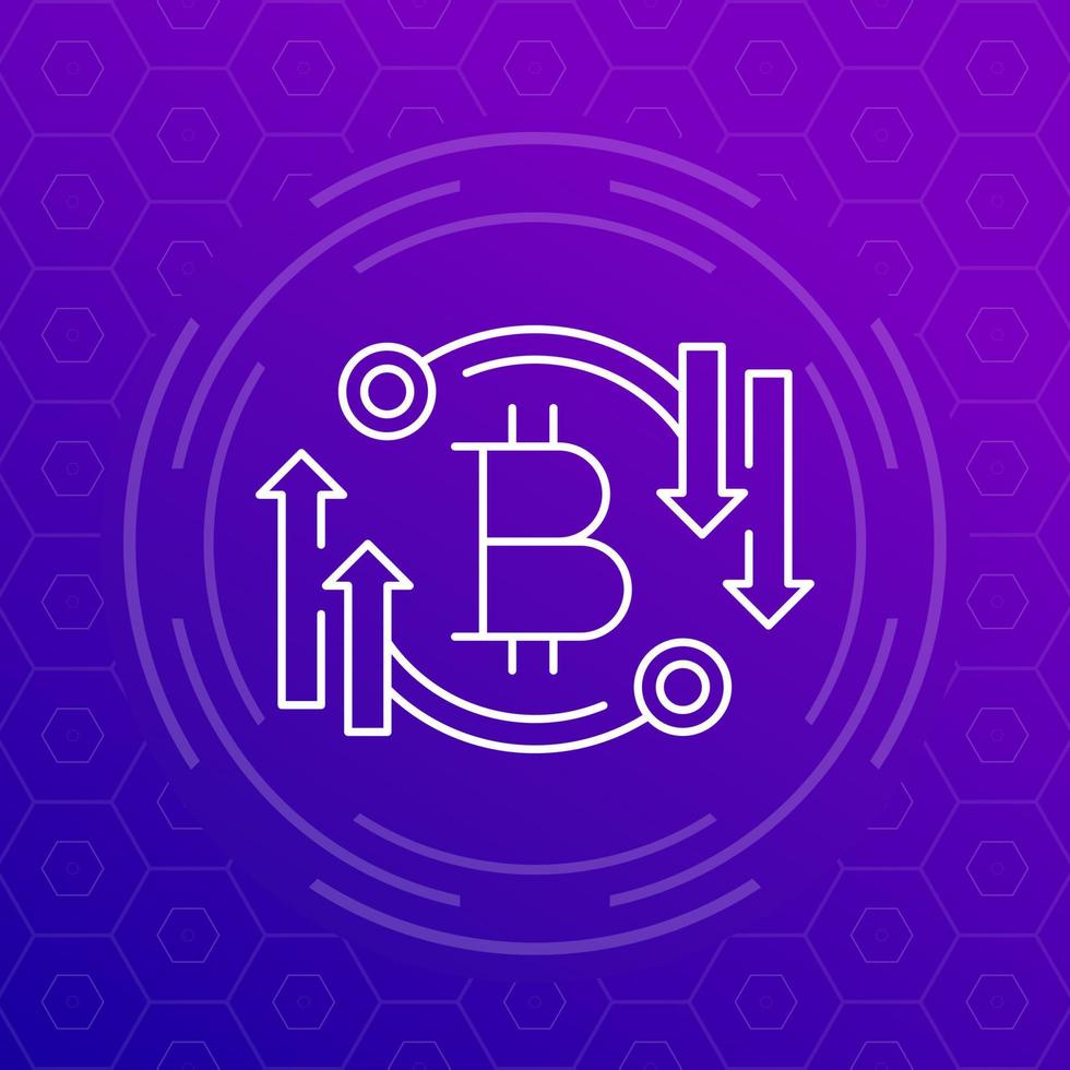 bitcoin trading line vector icon