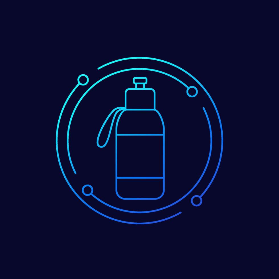Reusable bottle for water line vector icon