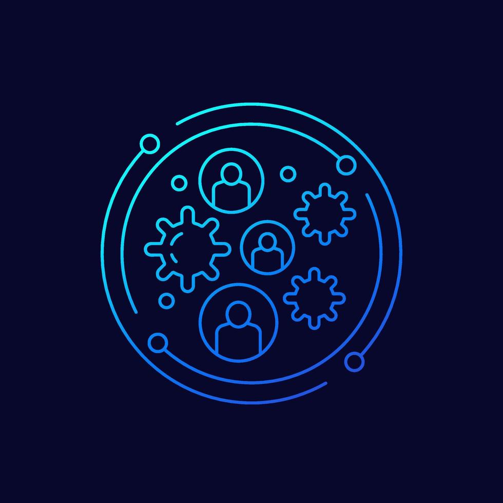 immune population, herd immunity to viruses line vector icon