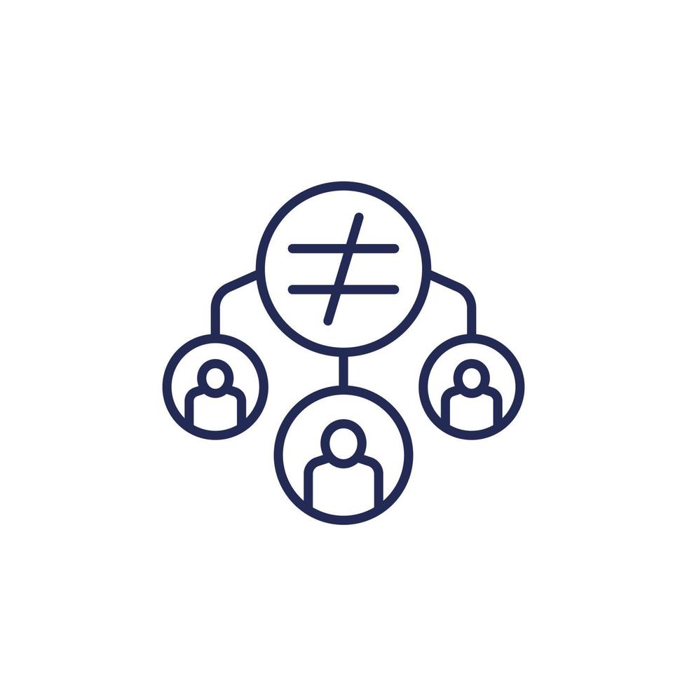 inequality line icon on white vector