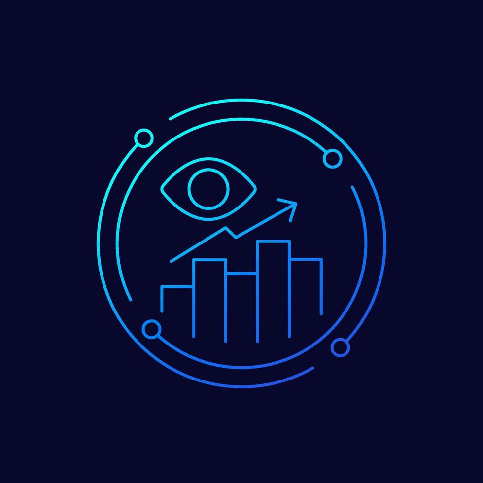 Views analytics icon, linear design vector