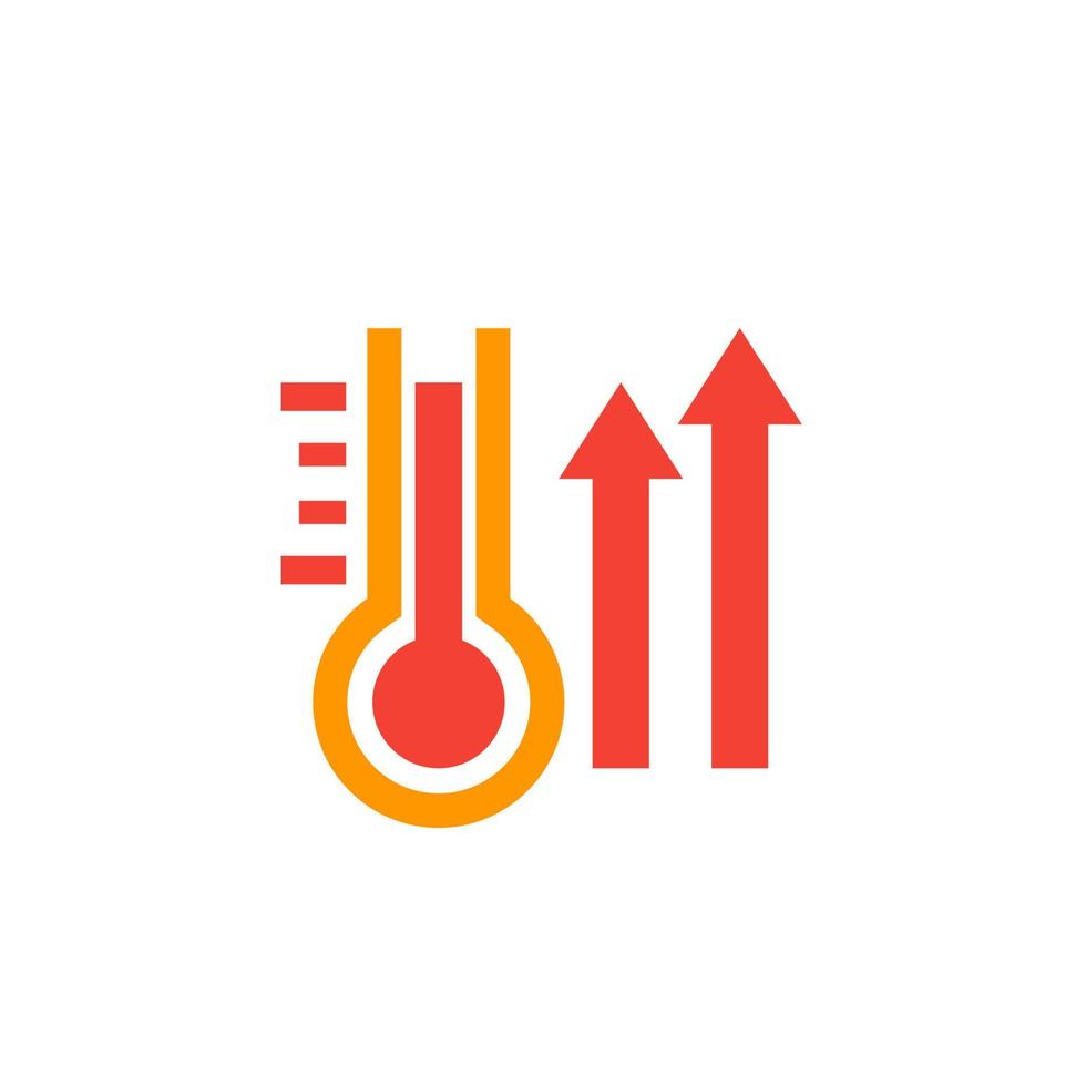 Rising temperature vector icon on white