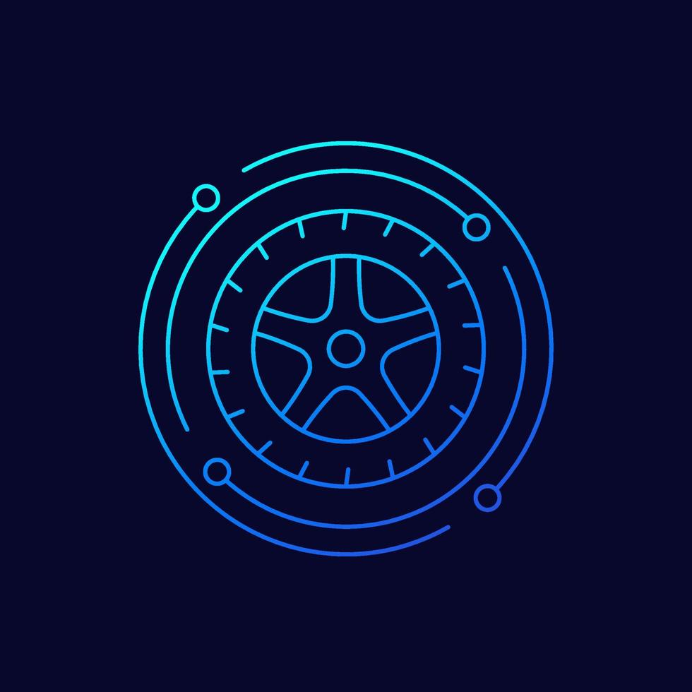 tire line icon, wheel of a car vector