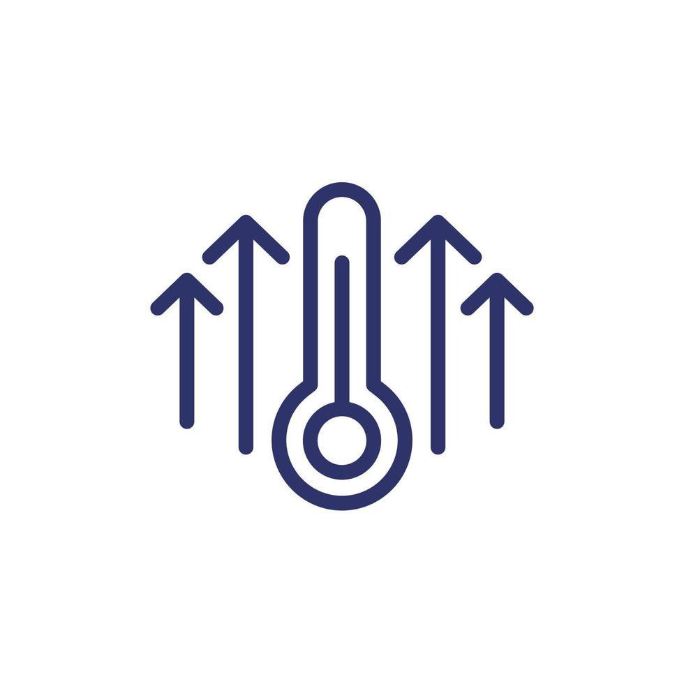 Rising temperature line icon on white vector