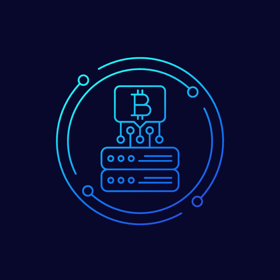 bitcoin miner line icon for web vector