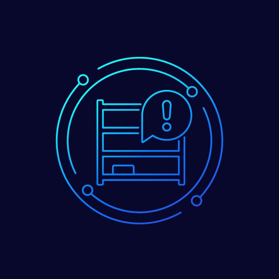 empty inventory, shelves line vector icon