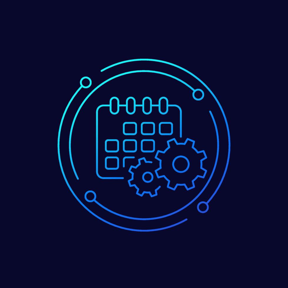 maintenance schedule icon with a calendar, linear design vector