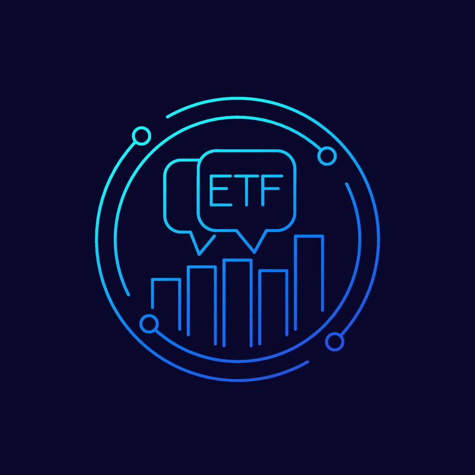 ETF trading line icon with a chart, exchange traded funds vector