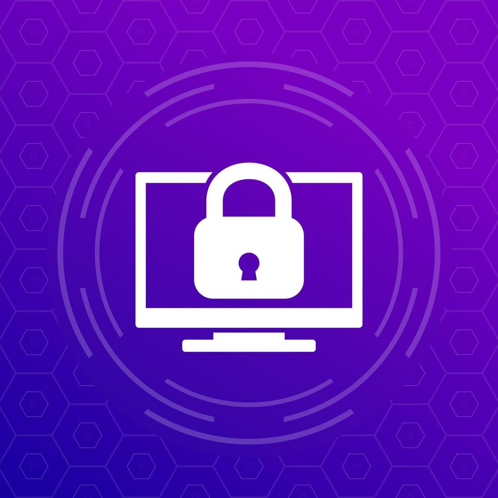 TV and lock icon for web vector