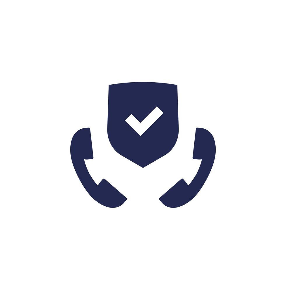 Secure phone call icon on white vector
