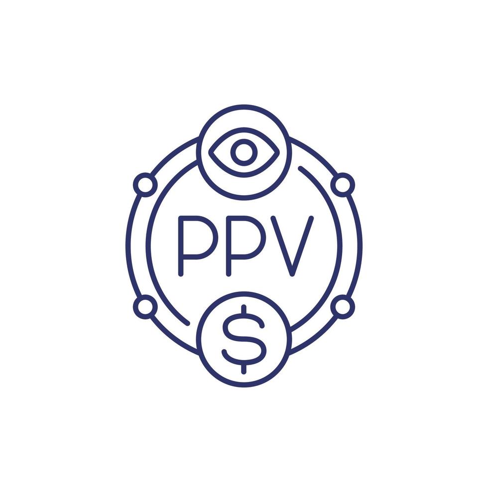 ppv icono, pagar por ver línea vector