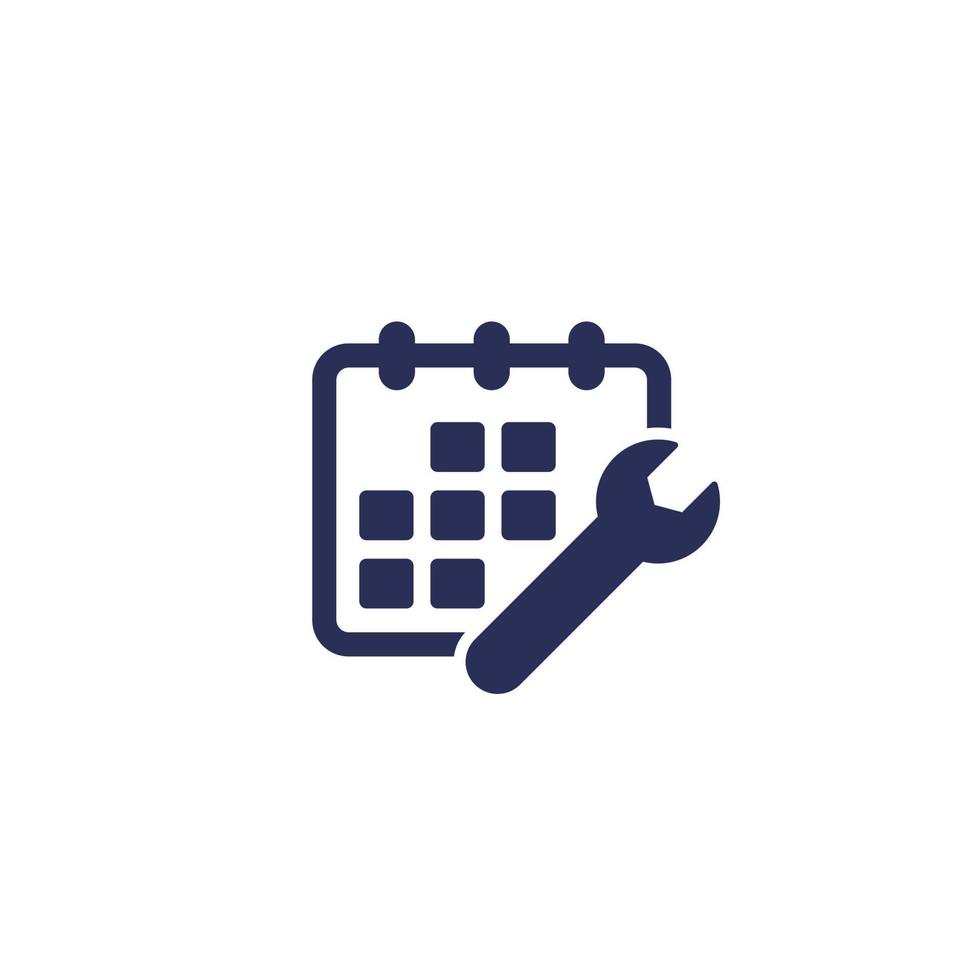 maintenance schedule icon with calendar and wrench vector