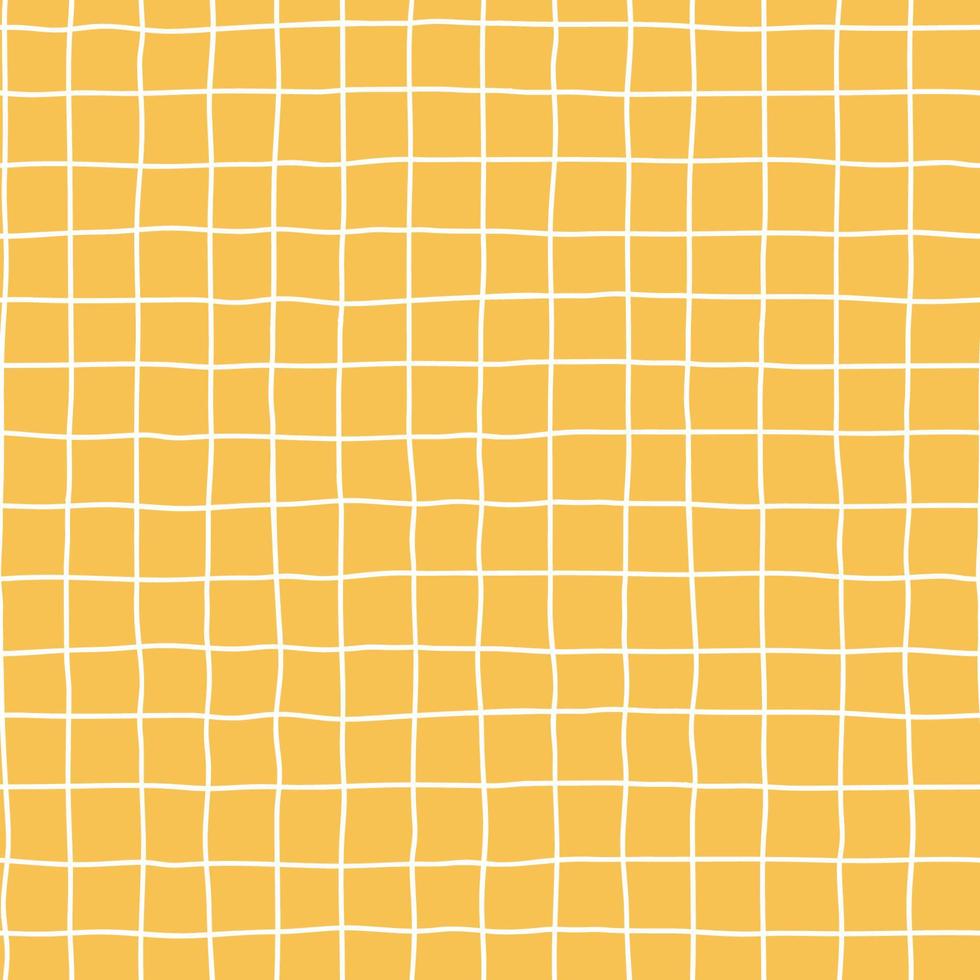 Seamless checkered repeating vector pattern with hand drawn grid. Yellow Plaid geometrical simple texture. Crossing lines. Abstract delicate pattern for fabric, textile, wallpaper, apparel, wrapping