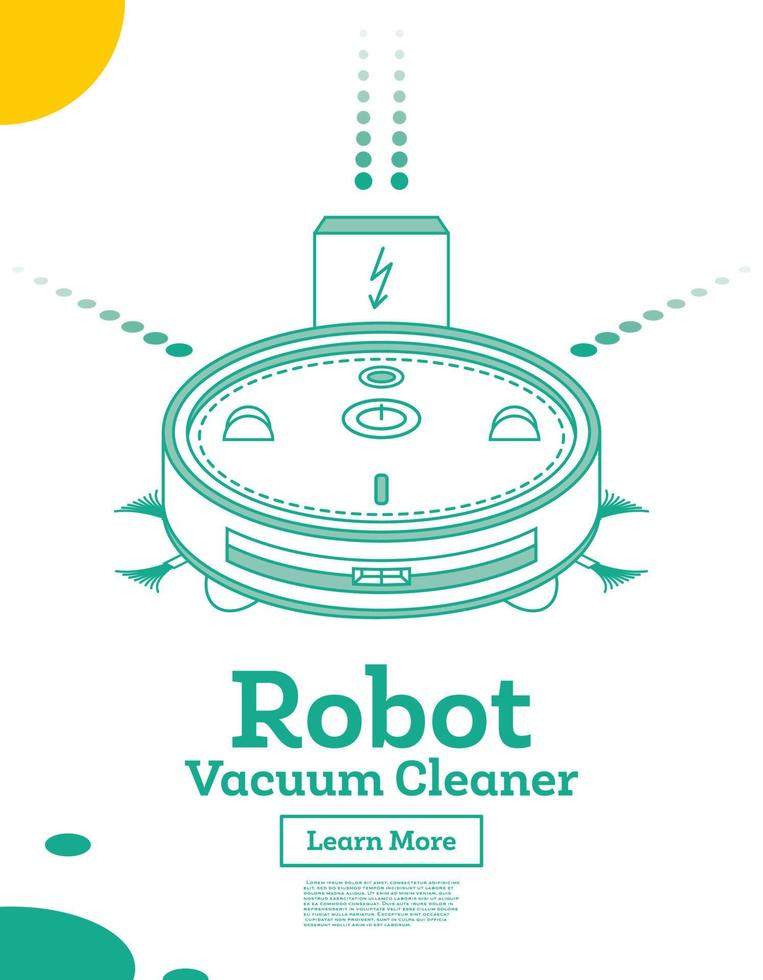 Isometric Robot Vacuum Cleaner Isolated on White. Smart Cleaning Technology. vector