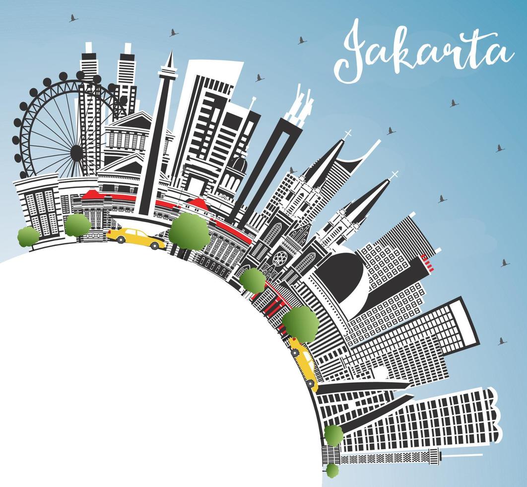 Jakarta Indonesia City Skyline with Gray Buildings, Blue Sky and Copy Space. vector