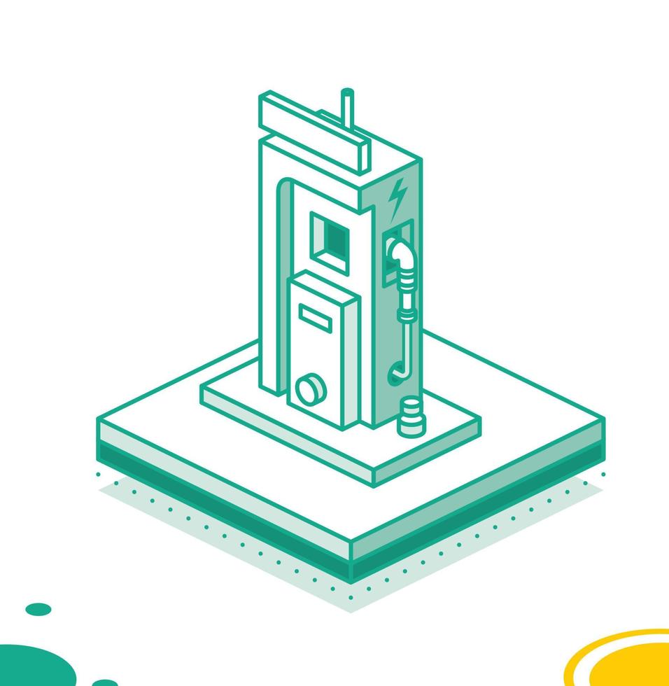EV charging station or electric vehicle recharging station. Vector illustration.