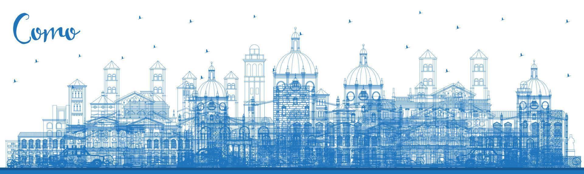 contorno como Italia ciudad horizonte con azul edificios vector ilustración. negocio viaje y concepto con histórico arquitectura.