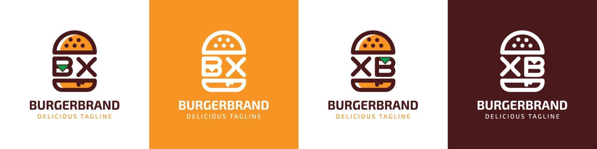 Letter BX and XB Burger Logo, suitable for any business related to burger with BX or XB initials. vector