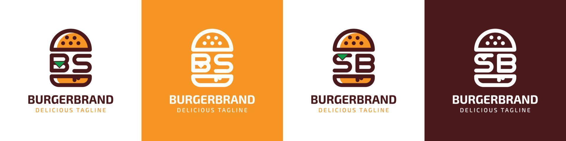 Letter BS and SB Burger Logo, suitable for any business related to burger with BS or SB initials. vector