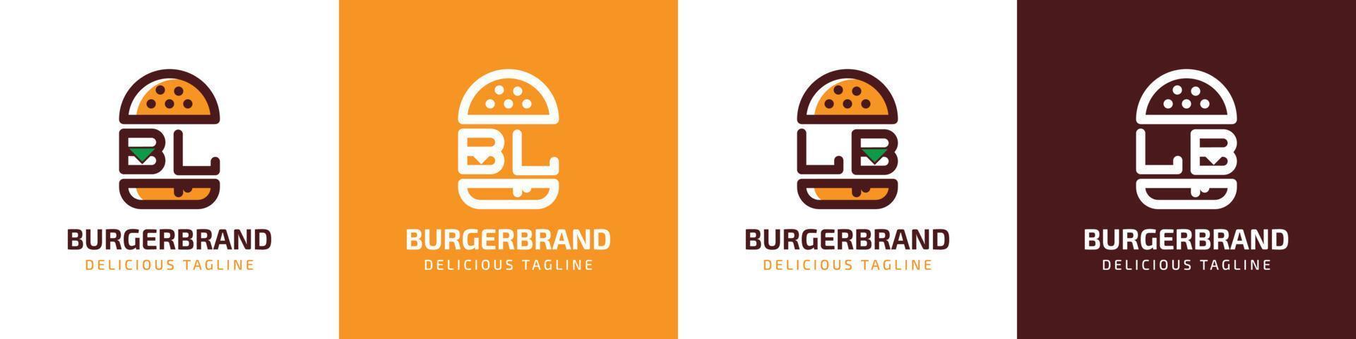 Letter BL and LB Burger Logo, suitable for any business related to burger with BL or LB initials. vector