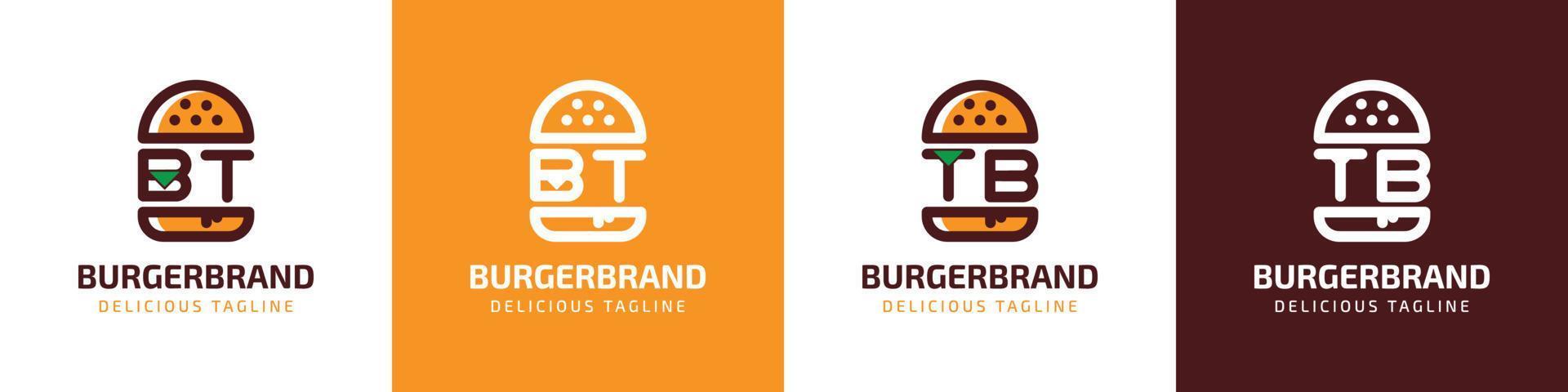 Letter BT and TB Burger Logo, suitable for any business related to burger with BT or TB initials. vector